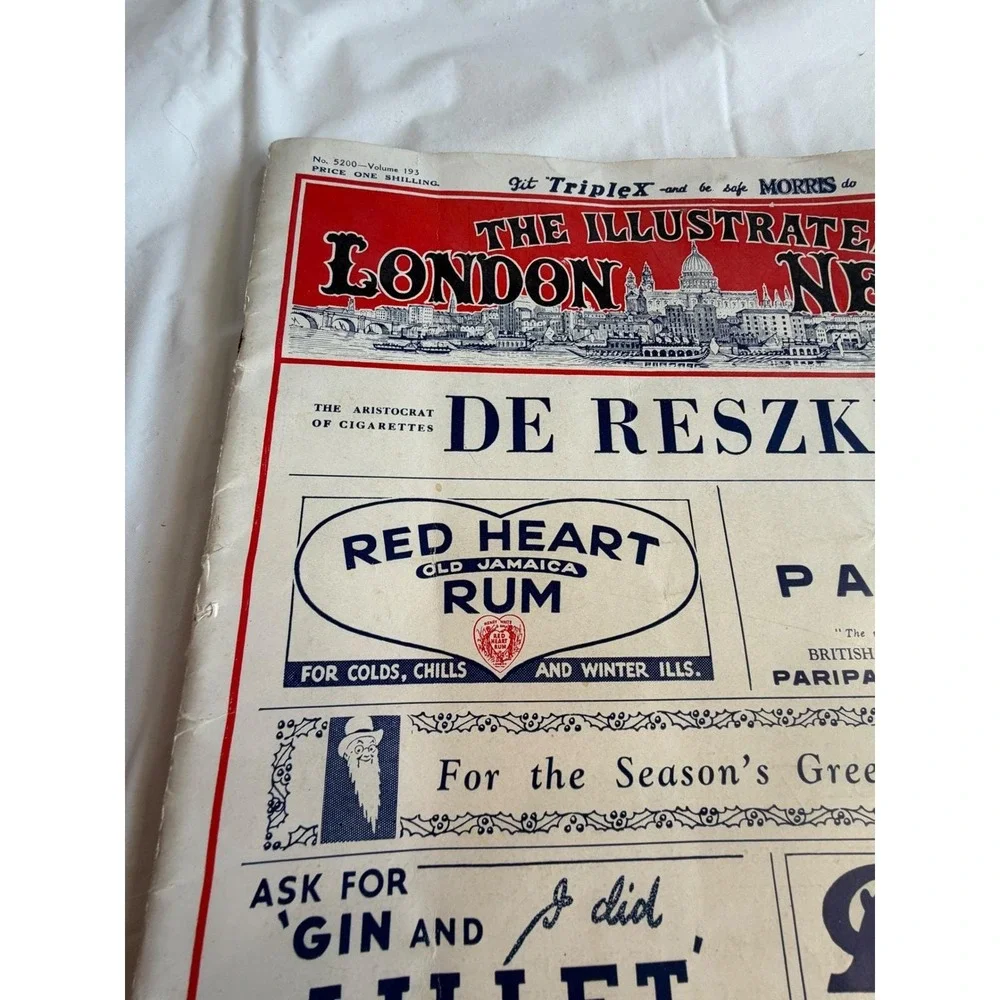 Vintage 1938 The Illustrated London News December 17 Dewars White Label Ad